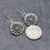 small silver pewter 3d dahlia flower dangle earrings