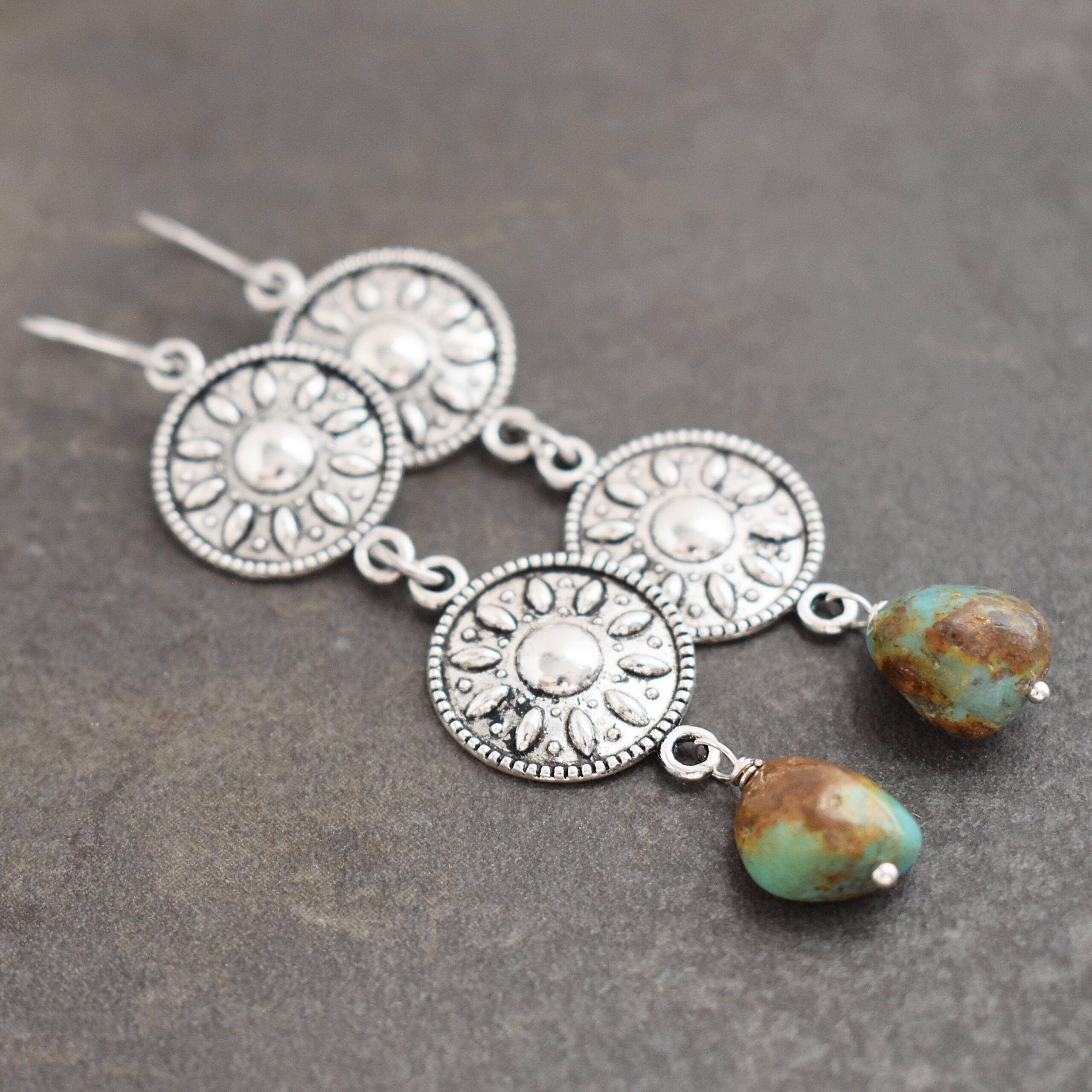 Long southwest turquoise earrings (3)