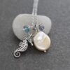 Peach Coin Pearl Seahorse Necklace (1)