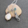 Peach Coin Pearl Seahorse Necklace (2)