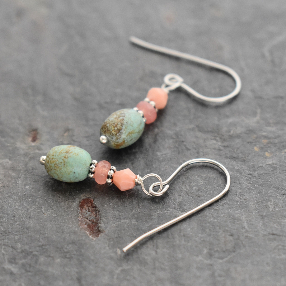 Pink Coral , jade turquoise earrings (3)