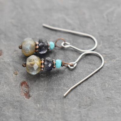 Turquoise, Iolite, Labradorite Earrings (1) Turquoise, Iolite, Labradorite Earrings (1)