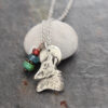 Wolf head with garnet, topaz, turquoise necklace