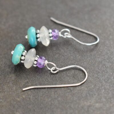 Amethyst, Moonstone, turquoise Earrings Amethyst, Moonstone, turquoise Earrings