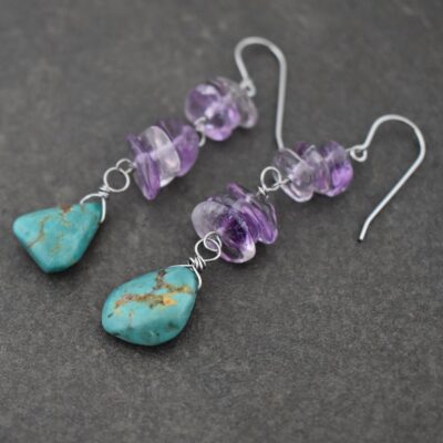 Amethyst Turquoise Drop Earrings Amethyst Turquoise Drop Earrings