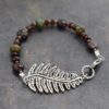 Silver fern with beaded gemstone bracelet