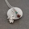 Silver Oak Leaf With Garnet (1) Silver Oak Leaf With Garnet (1)