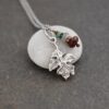 Silver Oak Leaf With Garnet (3) Silver Oak Leaf With Garnet (3)