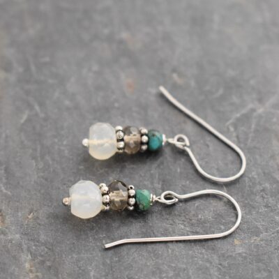 Turquoise, Smoky Quartz, Chalcedony earrings Turquoise, Smoky Quartz, Chalcedony earrings