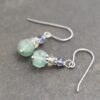 Small gemstone earrings, lavender gray iolite, smoky quartz and green aventurine gemstones with silver spacer beads.