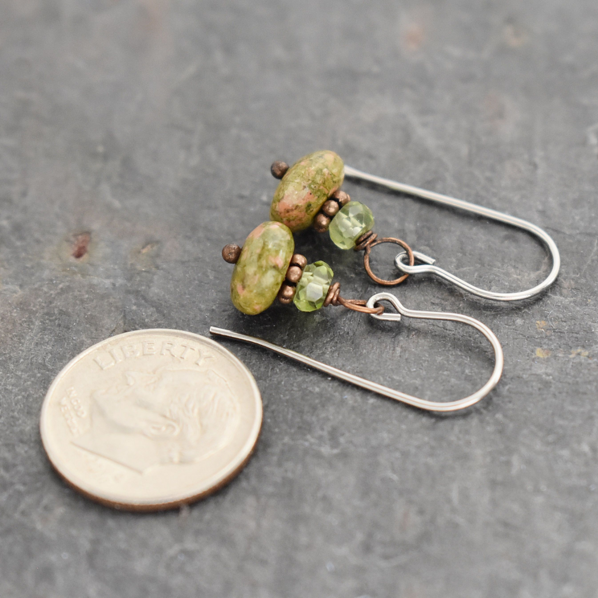 Peridot and Unakite earrings (2)