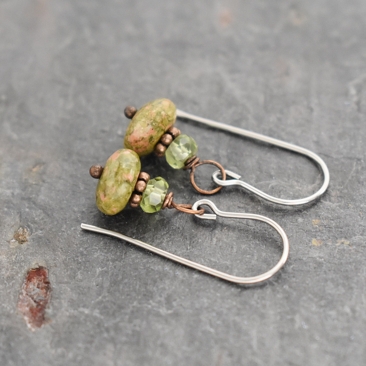 Peridot and Unakite earrings (3)