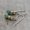 Vessonite, smoky quartz, green adventure earrings