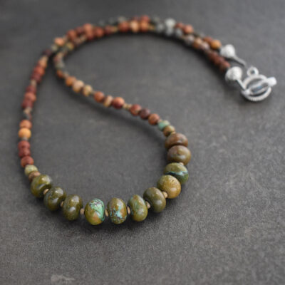 Beaded Red Creek Jasper Turquoise Necklace (6)