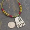 Beaded bear in woods jasper neckalce (1)