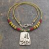Beaded bear in woods jasper neckalce (3)