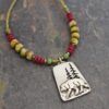 Beaded bear in woods jasper neckalce (6)