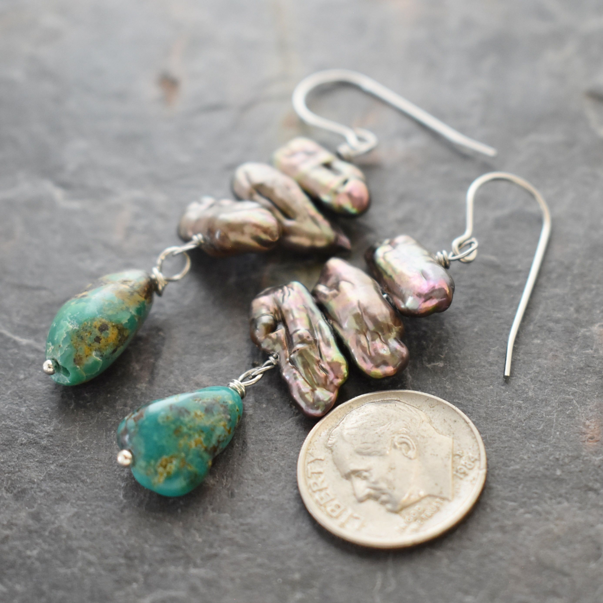Biwa Pearl turquoise earrings (7)