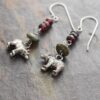 Black bear garnet turquoise earrings (2)