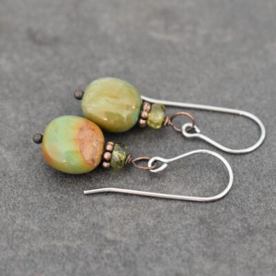 Vessonite and green turquoise box earrings (3) Vessonite and green turquoise box earrings (3)