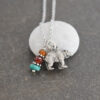 tiny black bear necklace small 3d silver pewter black bear pendant with gemstone charm