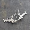 Silver 3d shark earrings