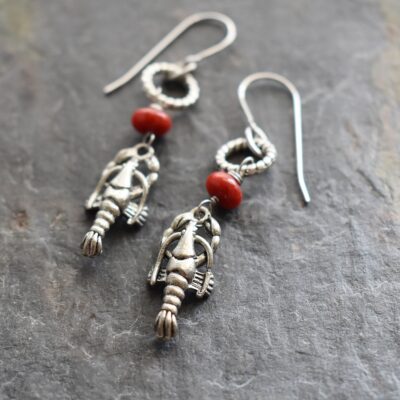 Red coral lobster earrings (3) Red coral lobster earrings (3)