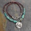 Beaded garnet, turquoise black bear necklace (4) Beaded garnet, turquoise black bear necklace (4)