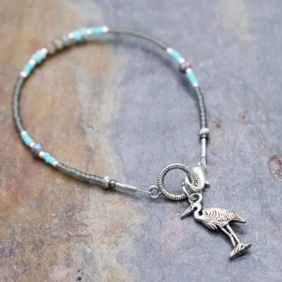 Blue heron beaded bracelet