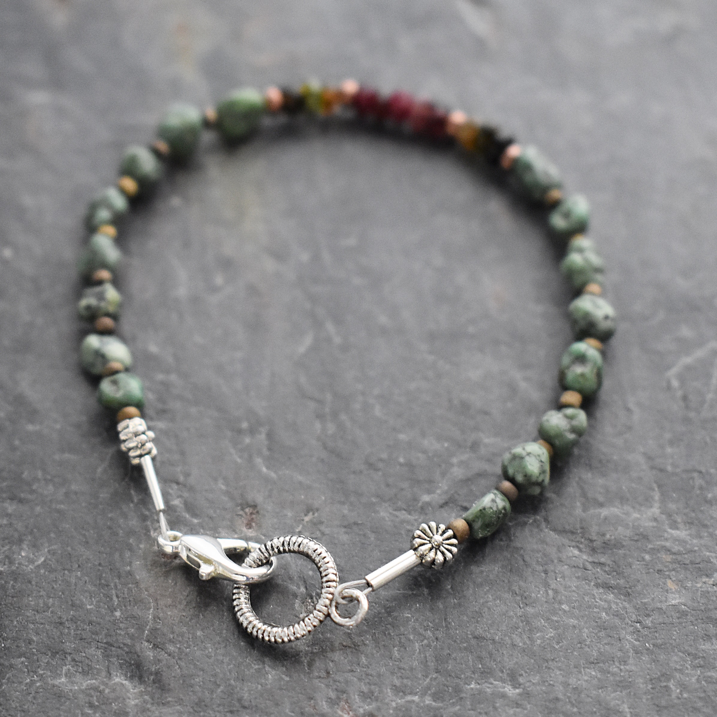 green turquoise and tourlamine bracelet (4)