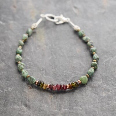 green turquoise and tourlamine bracelet (6)
