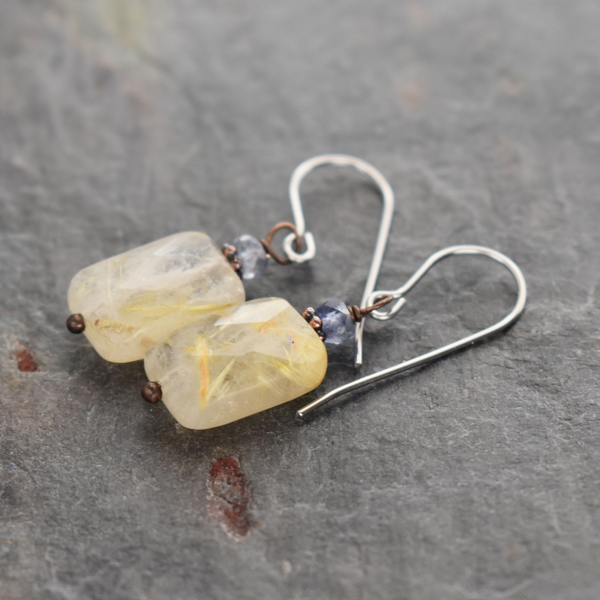 iolite and rutilated quartz earrings (1)