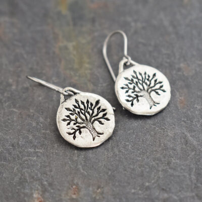 Small willow tree earrings small silver coins with a willow tree earrings