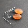Dangle Tearl jade and orange carnelain gemstone earrings (2) Dangle Tearl jade and orange carnelain gemstone earrings (2)