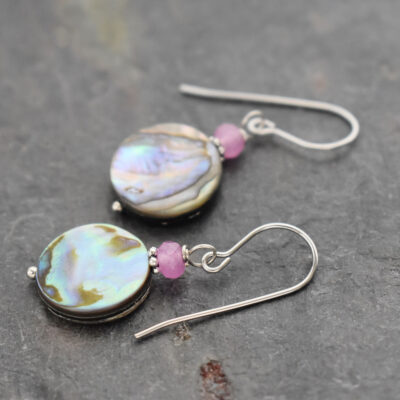 Pink Jade and Abalone Shell Earrings (3) Pink Jade and Abalone Shell Earrings (3)