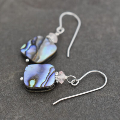 Rose Quartz & Abalone shall square earrings (2)_result