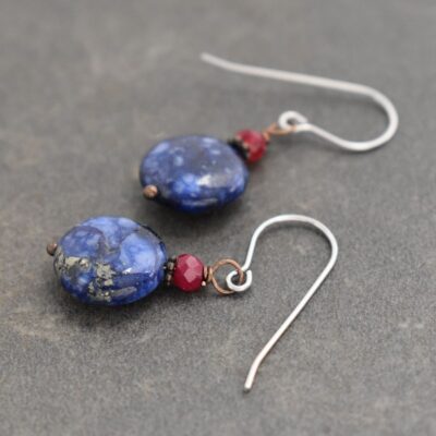 Ruby & Lapis Earrings (1)
