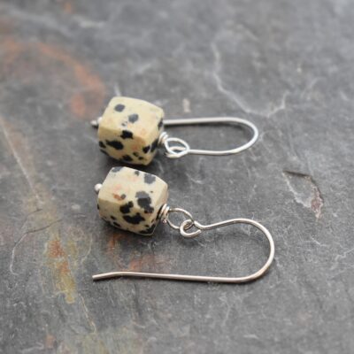 Dalmatian Jasper Cube Earrings (3)