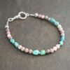 Pink zebra jasper and turquoise bracelet a pink and turquoise gemstone bracelet