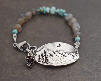 Rocky Mounation labardoitre and turquoise blue opal bracelet (2) Rocky Mounation labardoitre and turquoise blue opal bracelet (2)