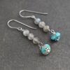 long Gray Labardorite and turquoise earrings (6)