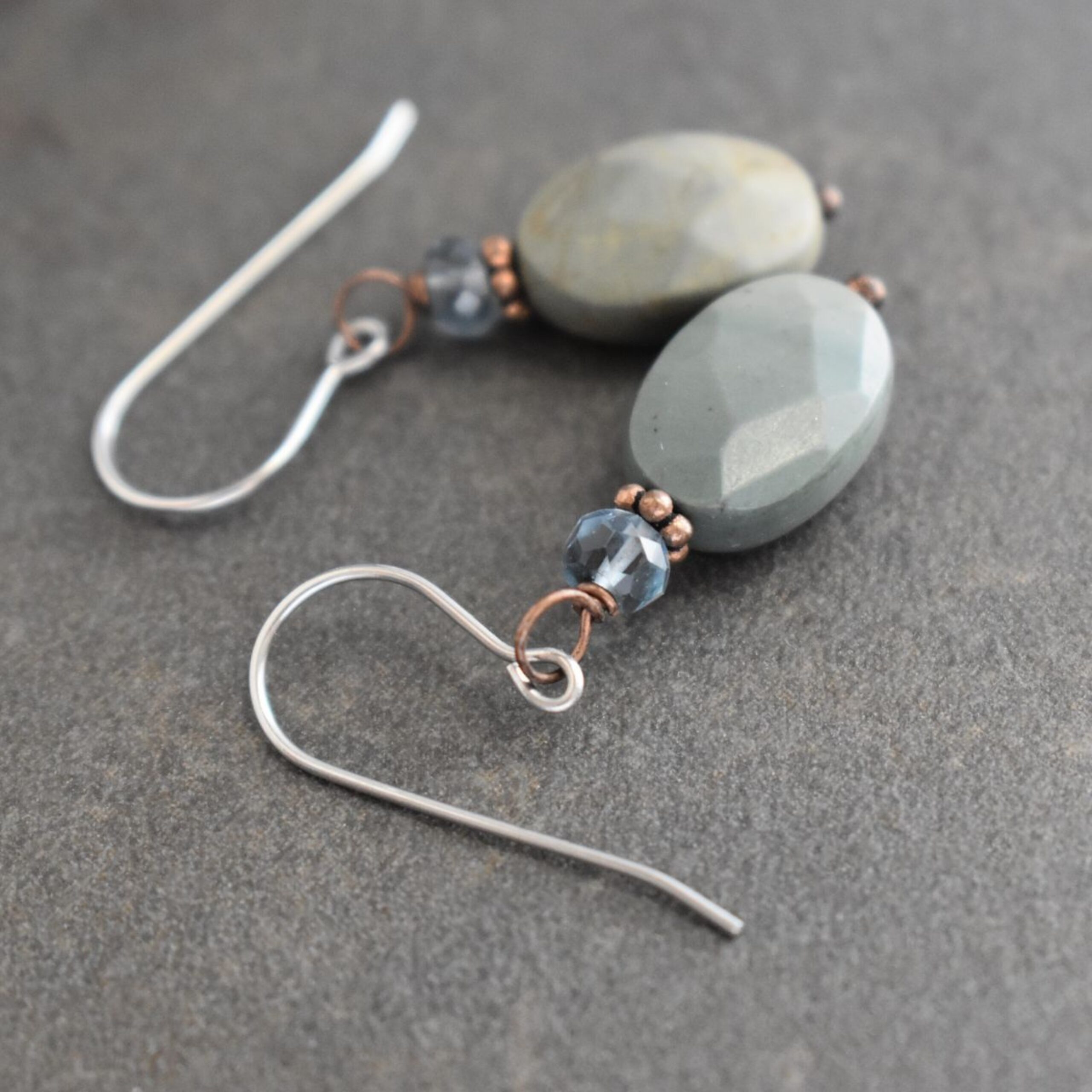 Blue Quartz, Gray Jasper Earrings (3)