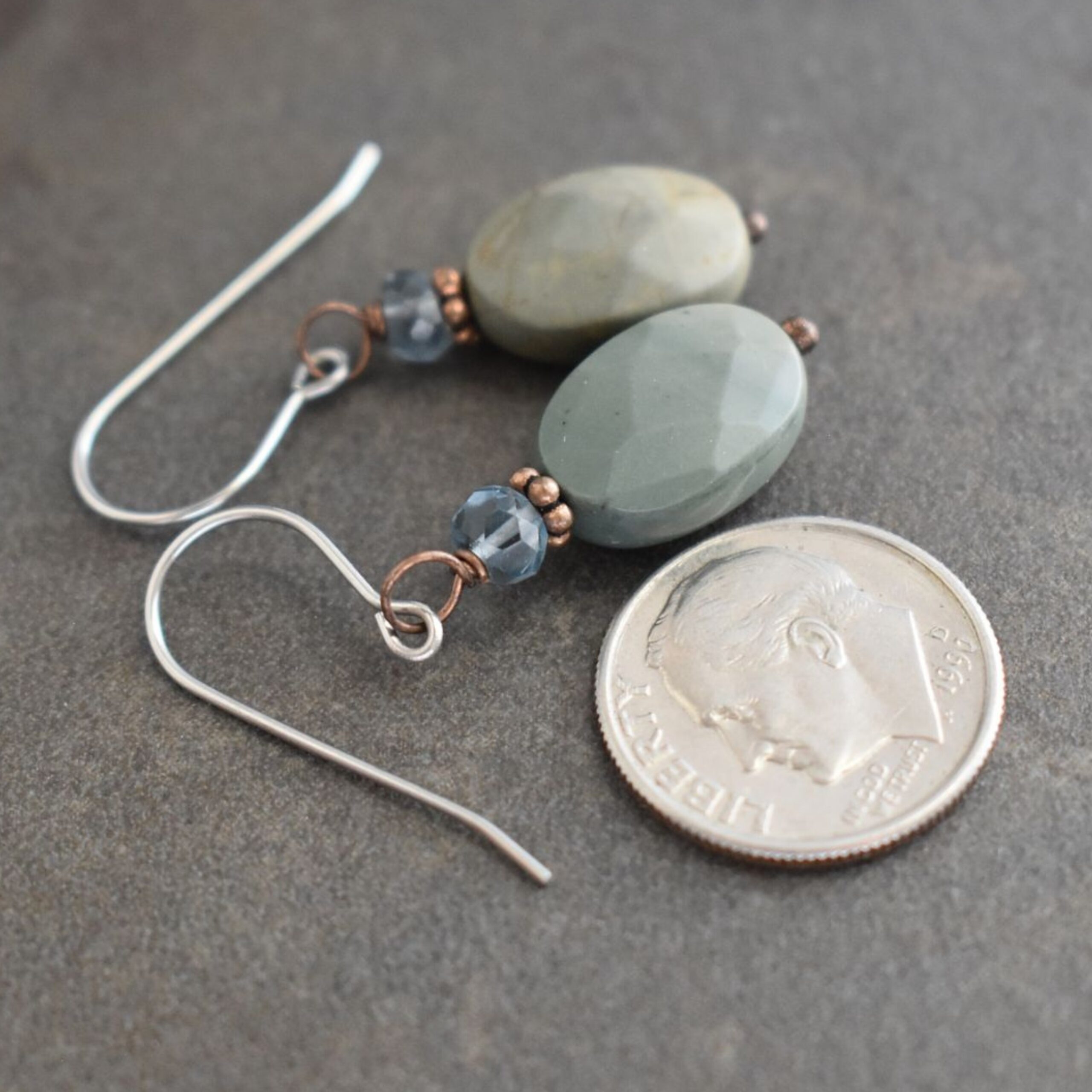 Blue Quartz, Gray Jasper Earrings (4)