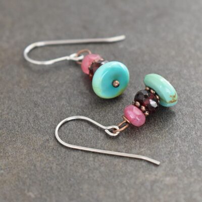 Jade, Garnet, Turquoise Earrings (3)