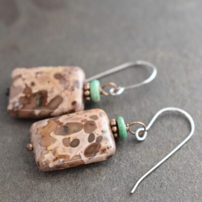 Turquoise & Plum Jasper Earrings