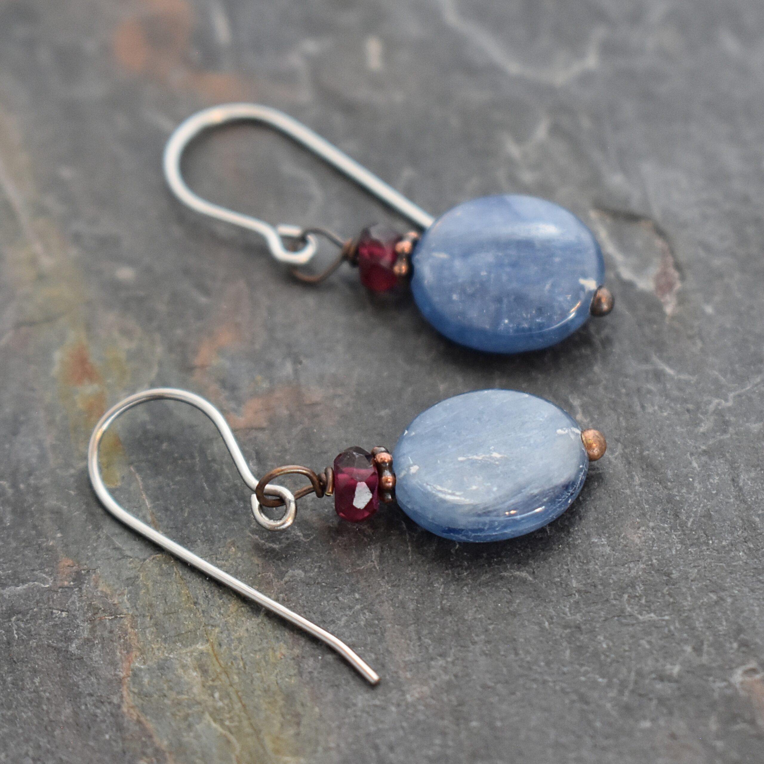Garnet & Garnet & Blue Kyanite Earrings (3) Garnet & Garnet & Blue Kyanite Earrings (3)