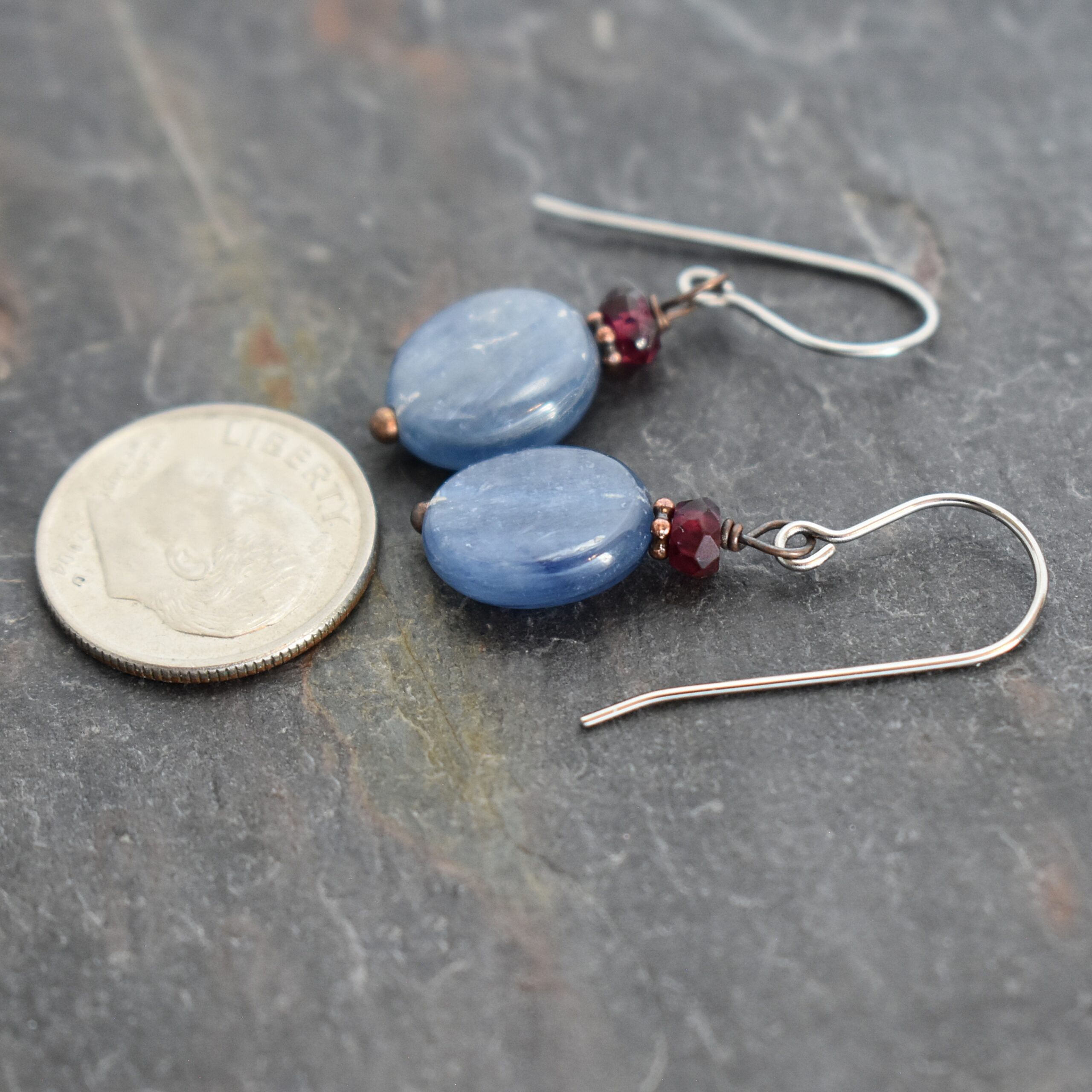 Garnet & Garnet & Blue Kyanite Earrings (4) Garnet & Garnet & Blue Kyanite Earrings (4)