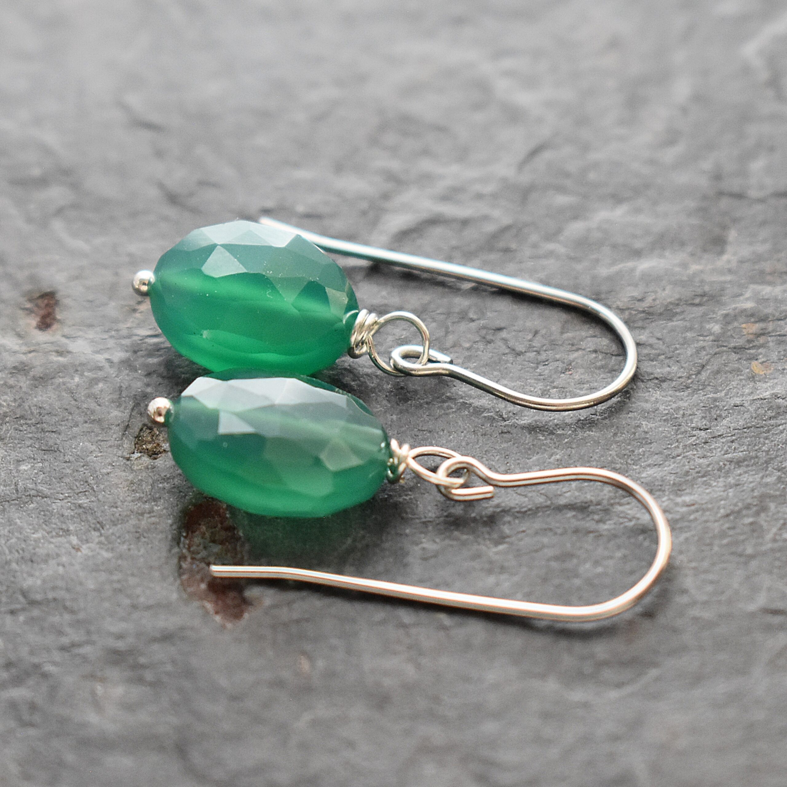 Green Onyx Oval Earrings (2)