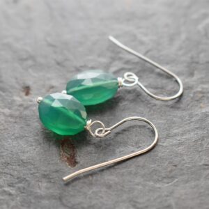Green Onyx Oval Earrings