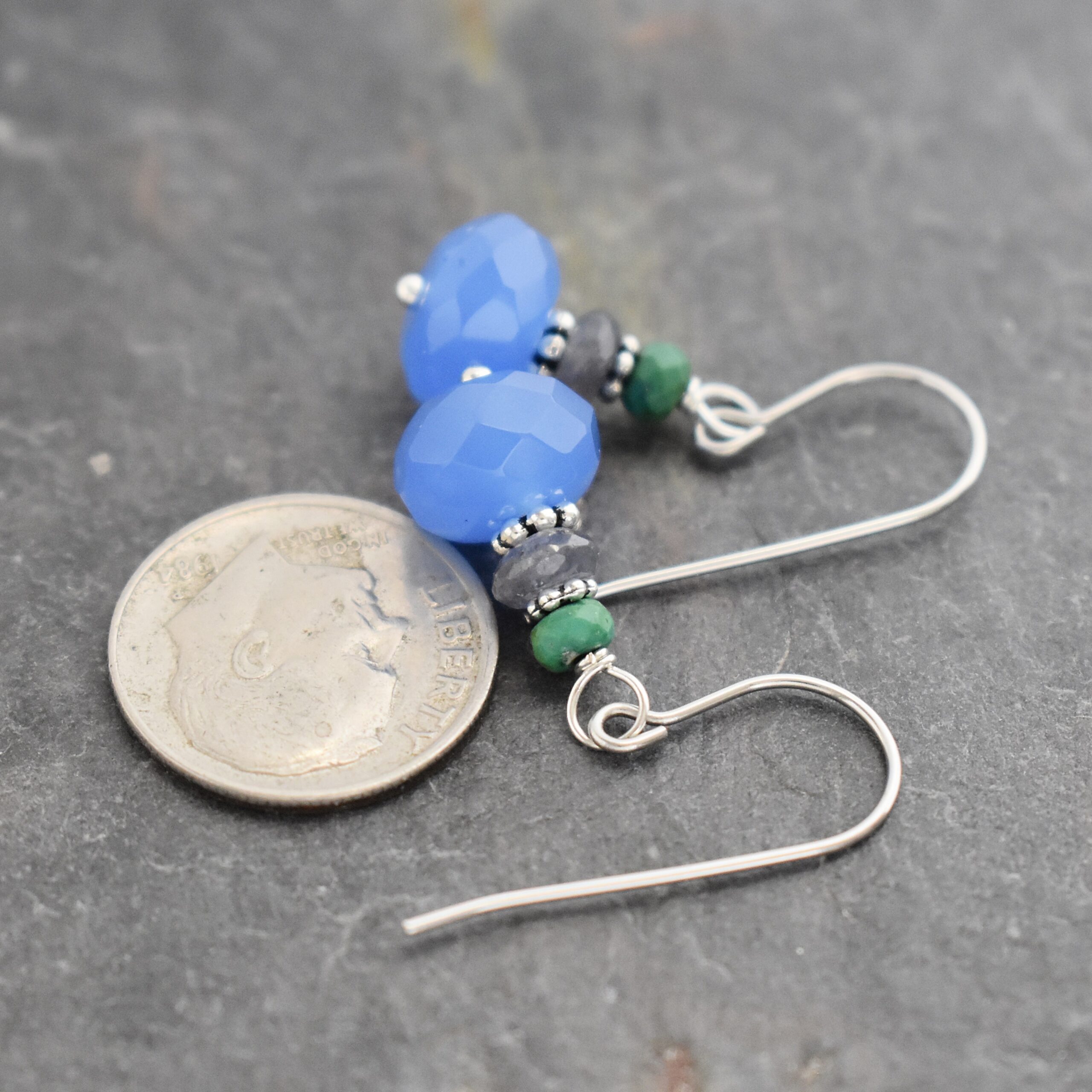 Turquoise, Iolite, Blue Chalcedony Earrings (3)